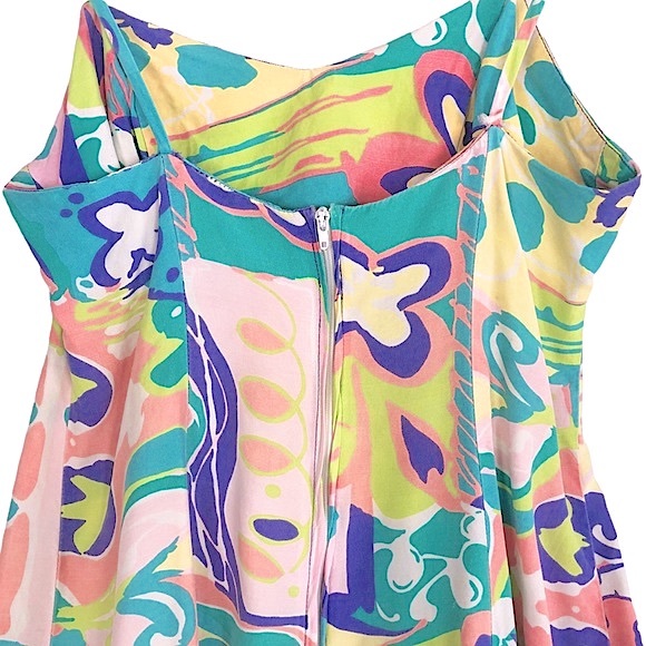 VINTAGE Y2K Multicolor Psychedelic Postmodern Print Rayon Mini Slip Dress - Picture 4 of 7